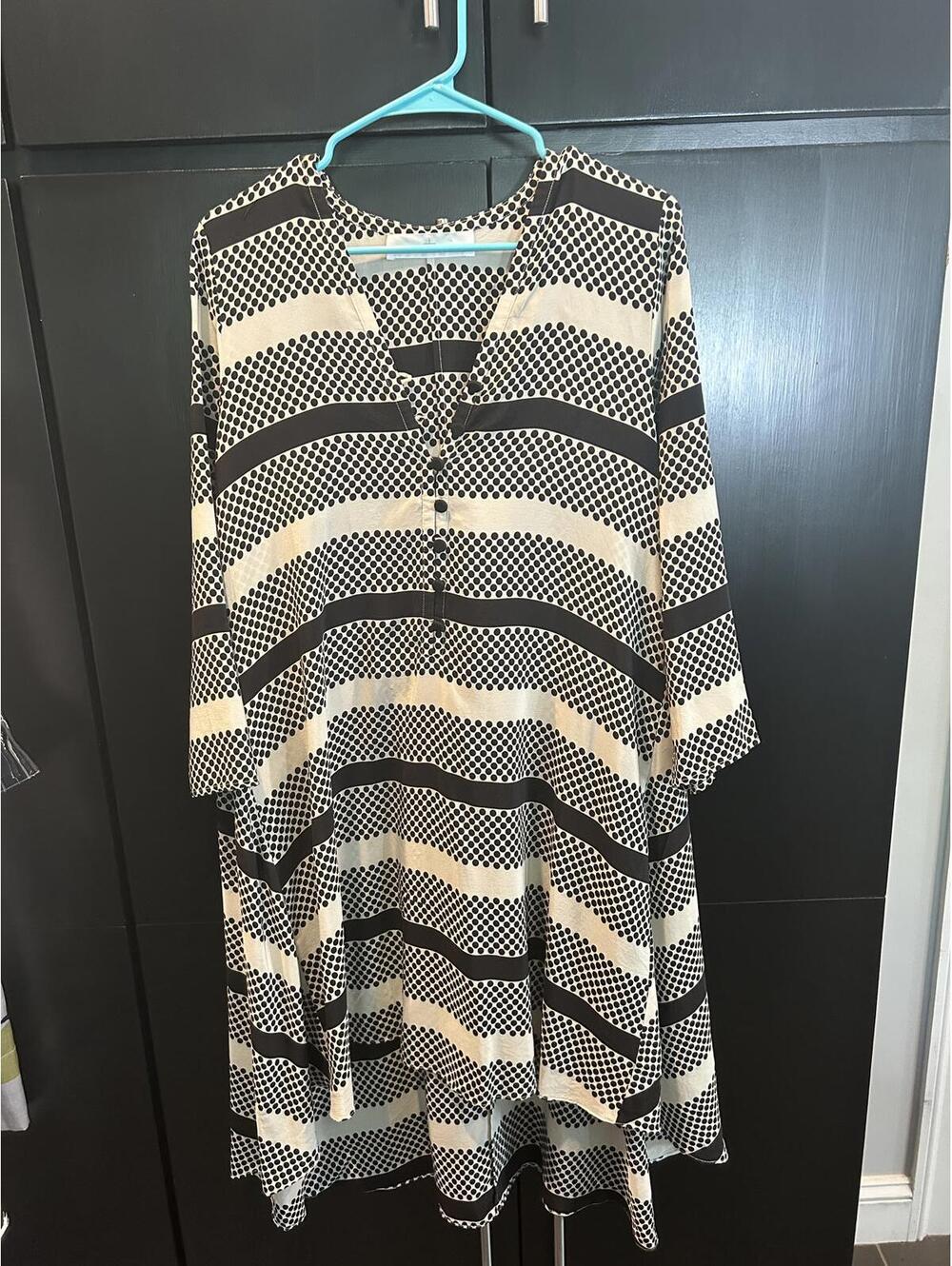 Chic Black & Cream Patterned Tunic Dress by Thakoon